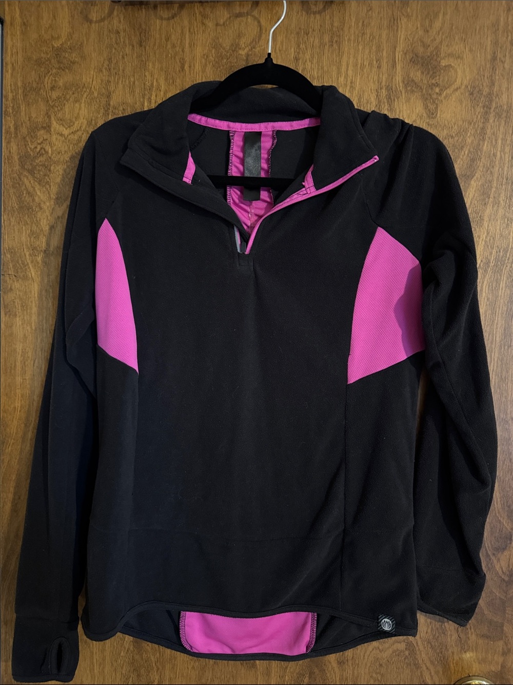 Black and Pink Quarter-Zip Athletic Pullover